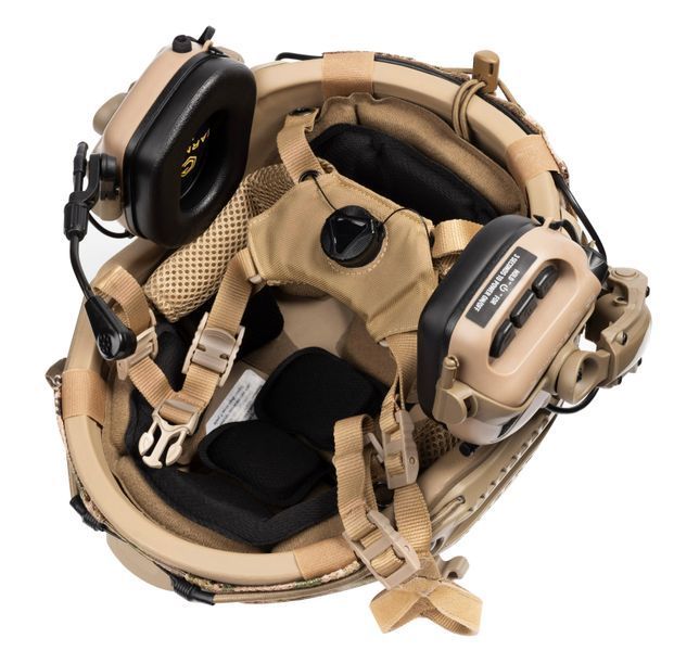 Шолом балістичний каска FAST Helmet NIJ IIIA Койот+Тактичні навушники М32+кавер мультикам+ліхтарик Розмір М FK12600M32 фото