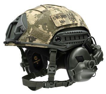 Шолом балістичний каска FAST Helmet NIJ IIIA олива+Тактичні навушники М31+кавер піксель Розмір М MP10000M31 фото