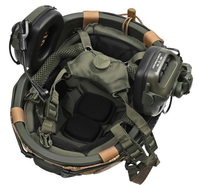 Шолом балістичний каска FAST Helmet NIJ IIIA олива+Тактичні навушники М32+кавер+ліхтарик Розмір М FOM12500M32 фото